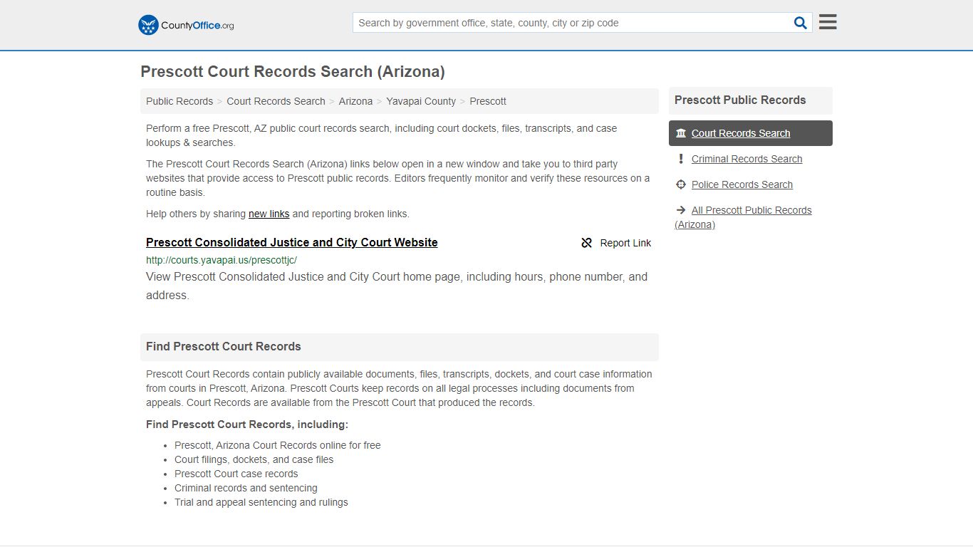 Prescott Court Records Search (Arizona) - County Office
